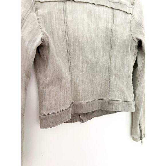 J Brand Lunar Denim Moto Jacket Medium Gray Biker Casual Baddie Punk Indie - Picture 10 of 10